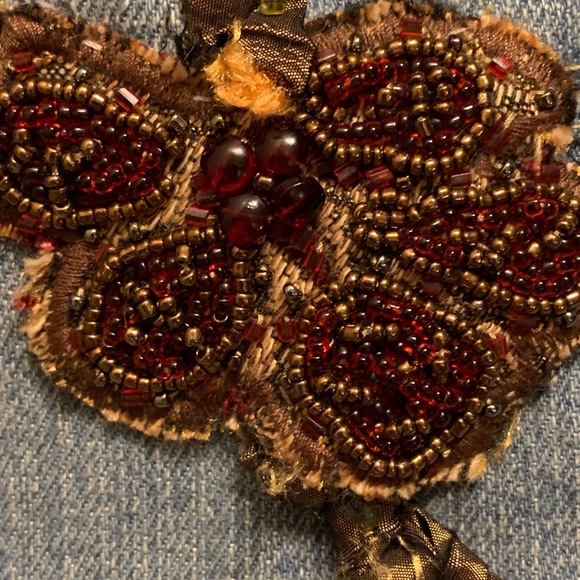 MARY FRANCES Denim EMBELLISHED JACKET Beads-Satin Stones SMALL -MARKDOWN - Picture 6 of 12